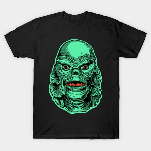 Green Gillman Creature! T-Shirt by Dark & Sticky